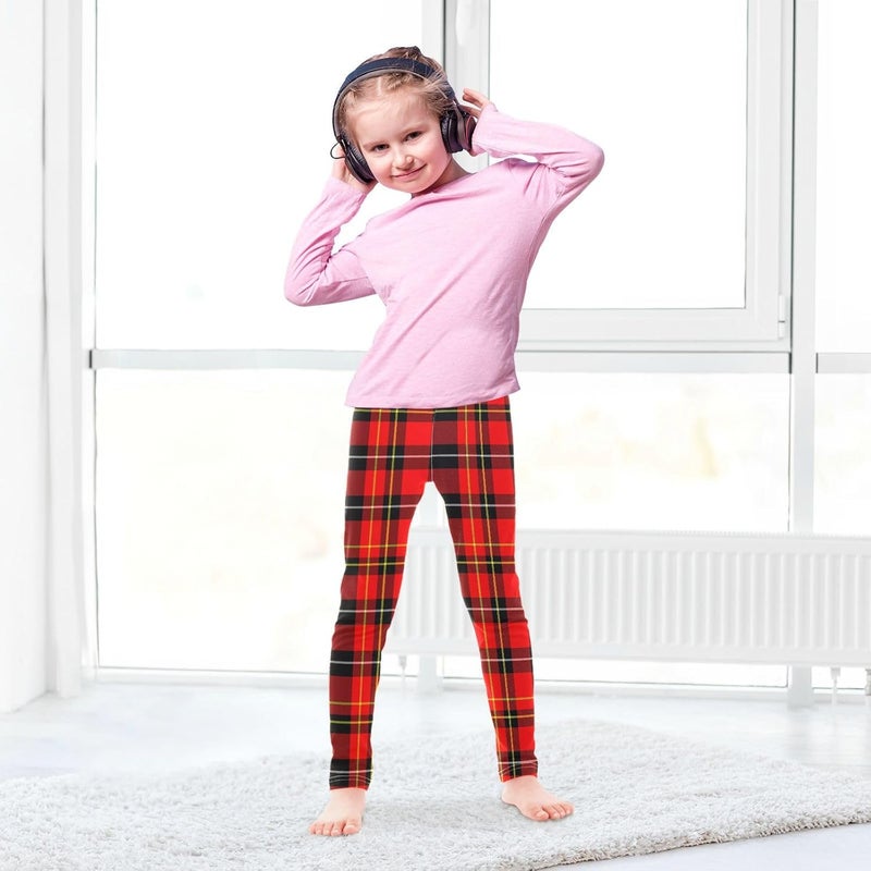 Boccsty Chirstmas Tartan Plaid Girls Leggings Kids Yoga Pants Dance Active Tights 5T - Image 2